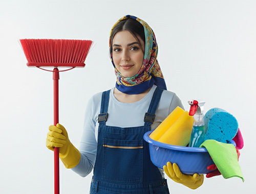 کارگر نظافتچی خانم (نظافتچی خانم جوان – آماده به کار)